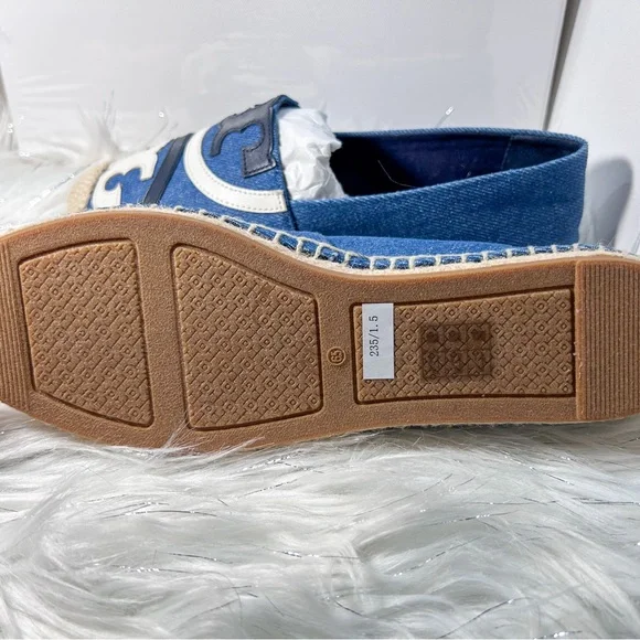 Tory Burch Blue and White Espadrilles